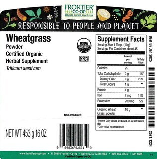 Foto 3 | Foto 3 | Hierba De Trigo En Polvo Frontier Co-op Organic 454 G - Venta Internacional.