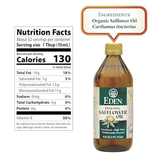 Foto 2 | Foto 2 | Aceite De Cártamo Eden Organic Con Alto Contenido De Ácido Oleico Sin Refinar 473 Ml - Venta Internacional.