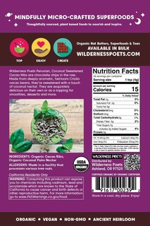 Foto 2 | Foto 2 | Cacao Nibs Wilderness Poets Endulzado Con Néctar De Coco 227 G - Venta Internacional.