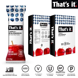 Foto 7 | Foto 7 | Bar De Frutas Eso Es Todo. Apple + Blueberry 100% Natural (paquete De 12) - Venta Internacional.