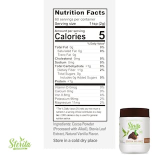 Foto 2 | Foto 2 | Cacao En Polvo Stevita Cocoa Delight 125 Ml - 60 Porciones - Venta Internacional.