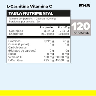 Foto 2 | Foto 2 | 5h8 L-carnitina + Vitamina C 120 Caps