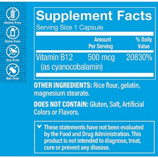 Foto 3 | Foto 3 | Suplemento The Vitamin Shoppe De Vitamina B12 500 Mcg 100 Cápsulas - Venta Internacional.