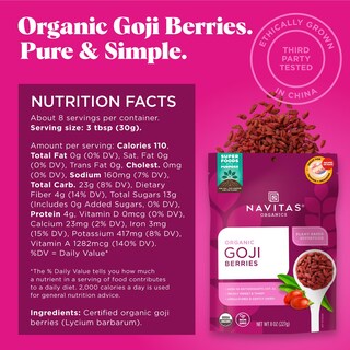 Foto 2 | Foto 2 | Bayas De Goji Navitas Organics Bolsa De 240 Ml 8 Porciones Orgánicas - Venta Internacional.