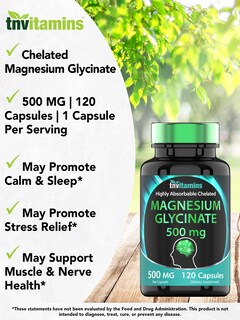 Foto 3 | Foto 3 | Suplemento De Glicinato De Magnesio Tn Vitamins 500 Mg 120 Cápsulas - Venta Internacional.