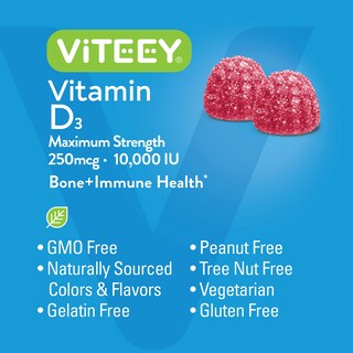 Foto 5 | Foto 5 | Gomitas De Vitamina D3 Viteey 10.000 Ui Para Adultos Y Adolescentes 60 G - Venta Internacional.
