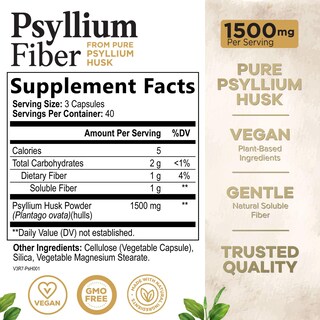 Foto 2 | Foto 2 | Suplemento De Fibra Health Nutrition Naturals Psyllium Husk 1500 Mg - Venta Internacional.