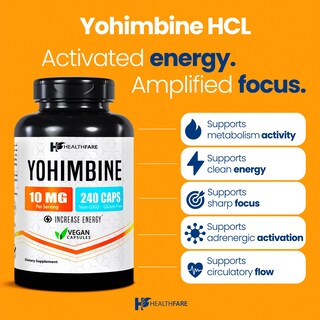 Foto 2 | Foto 2 | Supplement Healthfare Yohimbina Hcl 10 Mg 240 Cápsulas Veganas - Venta Internacional.