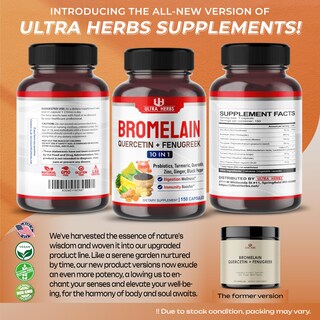 Foto 6 | Foto 6 | Suplemento De Bromelina Ultra Herbs Con Quercetina Y Zinc 150 Cápsulas - Venta Internacional.