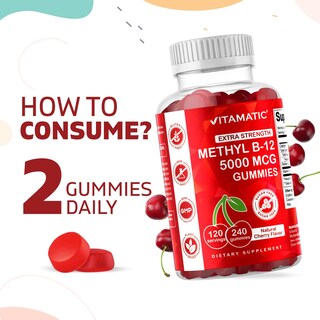 Foto 3 | Foto 3 | Suplemento: Gomitas Vitamatic Extra Strength Con Vitamina B12 De 5000 Mcg - Venta Internacional.