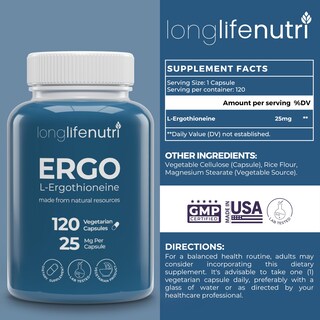 Foto 2 | Foto 2 | Suplemento Longlifenutri L-ergotioneína 25 Mg 120 Cápsulas - Venta Internacional.