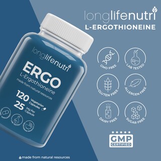 Foto 7 | Foto 7 | Suplemento Longlifenutri L-ergotioneína 25 Mg 120 Cápsulas - Venta Internacional.