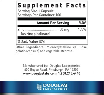 Foto 2 | Foto 2 | Suplemento De Picolinato De Zinc De Douglas Laboratories 50 Mg 100 Cápsulas - Venta Internacional.