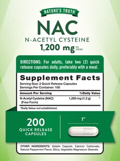 Foto 2 | Foto 2 | Suplemento Nature's Truth Nac N-acetil Cisteína 1200 Mg 200 Cápsulas - Venta Internacional.