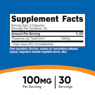Foto 2 | Foto 2 | Suplemento Nutricost Theacrine En Forma De Teacrina 100 Mg 60 Cápsulas - Venta Internacional.