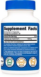 Foto 5 | Foto 5 | Suplemento Nutricost Theacrine En Forma De Teacrina 100 Mg 60 Cápsulas - Venta Internacional.