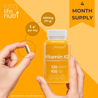 Foto 5 | Foto 5 | Suplemento Longlifenutri De Vitamina K2 Mk-7 100 Mcg 120 Cápsulas - Venta Internacional.
