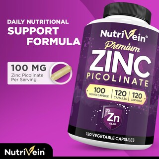 Foto 3 | Foto 3 | Suplementos Nutrivein Picolinato De Zinc 100 Mg 120 Cápsulas - Venta Internacional.