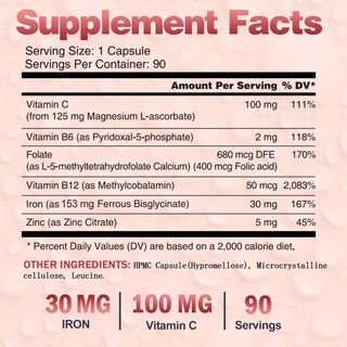 Foto 4 | Foto 4 | Suplementos De Hierro Vegepower Bisglicinato De Hierro 30 Mg 90 Cápsulas - Venta Internacional.