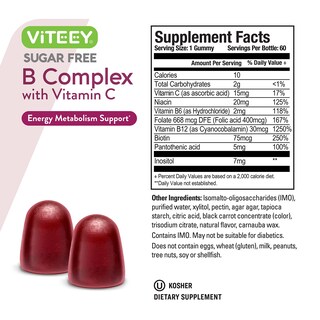 Foto 4 | Foto 4 | Gummies Viteey Complejo De Vitamina B Con Vitamina C 60 Unidades - Venta Internacional.