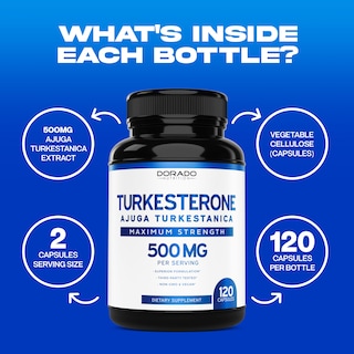 Foto 4 | Foto 4 | Suplemento De Turquesterona Dorado Nutrition 500 Mg (120 Cápsulas) - Venta Internacional.
