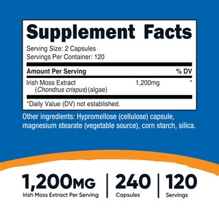 Foto 2 | Foto 2 | Suplemento Nutricost Extracto De Musgo Marino Irlandés 1200 Mg 240 Cápsulas - Venta Internacional.