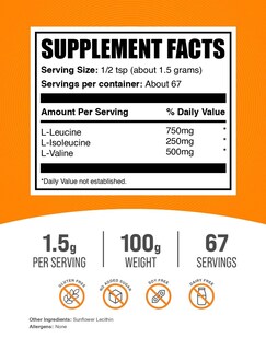 Foto 2 | Foto 2 | Suplementos De Bcaa Bulksupplements.com Bcaa 3:1:2 En Polvo 100 G - Venta Internacional.