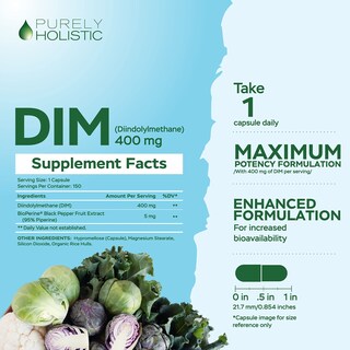 Foto 3 | Foto 3 | Suplemento Purely Holistic Dim 400 Mg Con Bioperine 150 Cápsulas - Venta Internacional.
