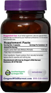 Foto 2 | Foto 2 | Suplemento De Bálsamo De Limón Oregon Wild Harvest 1125 Mg 90 Unidades - Venta Internacional.