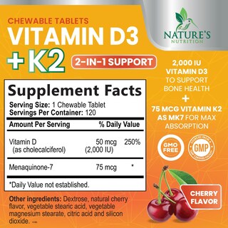 Foto 2 | Foto 2 | Suplemento De Vitamina D3 K2 De Nature's Nutrition 2000 Ui/75 Mcg - Venta Internacional.