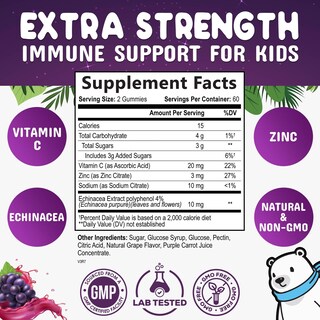 Foto 2 | Foto 2 | Gomitas Immune Support Kids Nature's Nutrition Vitamina C 120 - Venta Internacional.