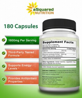 Foto 5 | Foto 5 | Suplemento Asquared Nutrition Garcinia Cambogia 1600 Mg 180 Cápsulas - Venta Internacional.