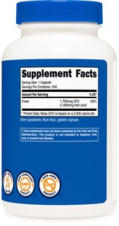 Foto 4 | Foto 4 | Venta Internacional - Ácido Fólico B9 1000 MCG 240 Cápsulas Nutricost