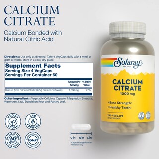 Foto 2 | Foto 2 | Venta Internacional - Suplemento de Calcio Solaray Citrato de Calcio 1000 mg 240 Vegcap