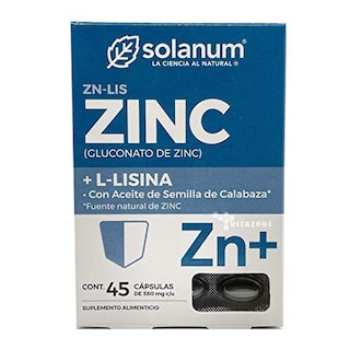 Foto 1 | Foto 1 | Solanum Suplemento Alimenticio Gluconato De Zinc Y Lisina - 45 Cápsulas