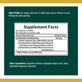 Foto 8 | Foto 8 | Suplemento Nature's Bounty Probiotics Acidophilus 120 Comprimidos - Venta Internacional.