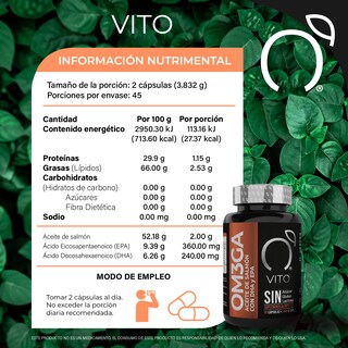 Foto 2 | Foto 2 | Omega 3 VITO Aceite De Salmón DHA y Epa Frasco con 90 Cápsulas