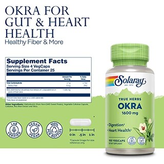 Foto 2 | Foto 2 | Suplemento Solaray Okra Fruit 1600 Mg, Ayuda A La Digestión 100 - Venta Internacional.