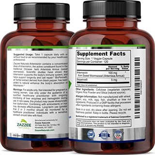 Foto 7 | Foto 7 | Suplemento Zazzee (artemisinina, 100 Mg, Cápsulas, 120 Veganas) - Venta Internacional.