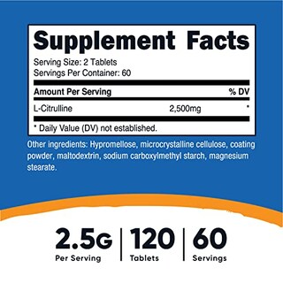 Foto 2 | Foto 2 | Suplemento Nutricost L-citrulina 2500 Mg 120 Comprimidos - Venta Internacional.