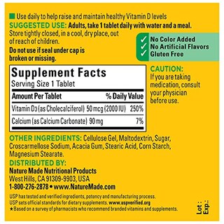 Foto 5 | Foto 5 | Suplemento Nature Made De Vitamina D3, 2000 Ui, 100 Comprimidos - Venta Internacional.