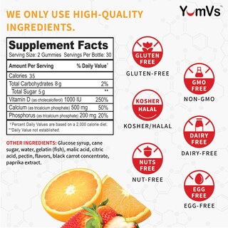 Foto 4 | Foto 4 | Gomitas De Calcio Y Vitamina D3 Supplement Yumvs, 60 Unidades - Venta Internacional.