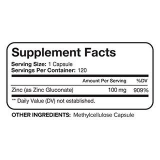Foto 3 | Foto 3 | Suplemento Nutrivein Premium De Gluconato De Zinc 100 Mg 120 Cápsulas - Venta Internacional.