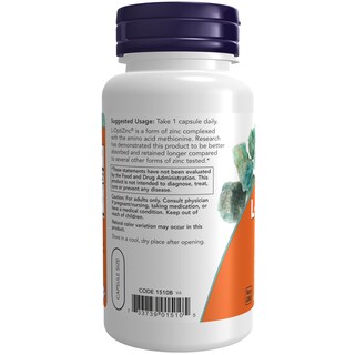 Foto 3 | Foto 3 | Supplement Now L-optizinc 30 Mg Con Cobre, 100 Cápsulas Vegetarianas - Venta Internacional.