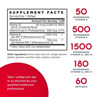 Foto 2 | Foto 2 | Suplemento Jarrow Formulas K-right 60 Cápsulas Blandas Con Vitamina D3 - Venta Internacional.