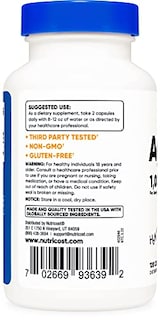 Foto 3 | Foto 3 | Suplemento Nutricost Sulfato De Agmatina 1000 Mg 120 Cápsulas - Venta Internacional.