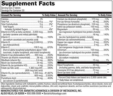 Foto 2 | Foto 2 | Suplemento Bariatric Advantage Advanced Multi Ea 60 Masticable - Venta Internacional.