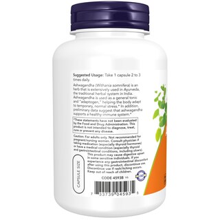 Foto 3 | Foto 3 | Suplemento Now: Extracto Estandarizado De 450 Mg De Ashwagandha, 180 Ca - Venta Internacional.
