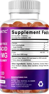 Foto 6 | Foto 6 | Suplemento De Gomitas De Ácido Fólico Vitamáticas De 1000 Mcg Para Uso Prenatal - Venta Internacional.