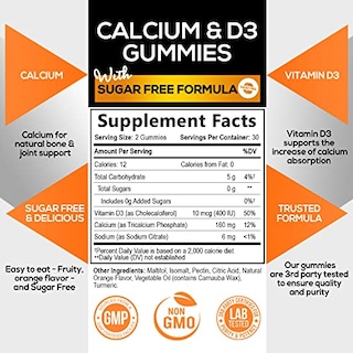 Foto 2 | Foto 2 | Gominolas De Calcio Nature's Nutrition Sin Azúcar Con Vitamina D3 - Venta Internacional.